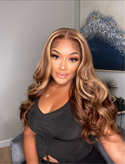Highlighted Body wave closure wig
